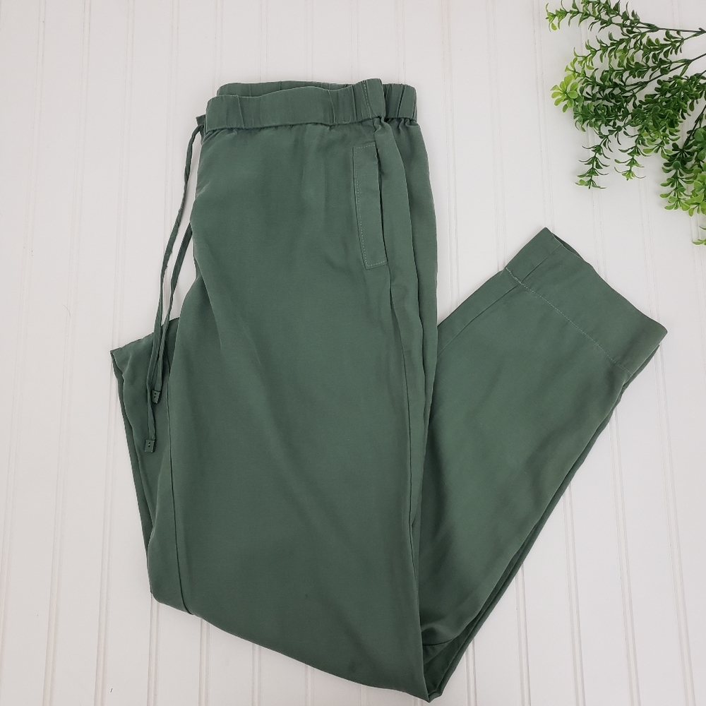 W by Worth Pants Tencel Linen Pull On Pants Green size Medium Office Boho